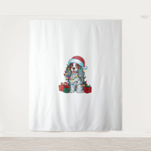 Tapete De Parede Xmas Lighting Santa Hat American Water Spanel Dog