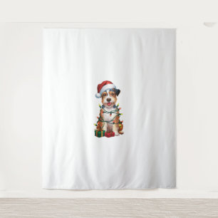 Tapete De Parede Xmas Lighting Santa Hat australiano Terrier Dog Ch