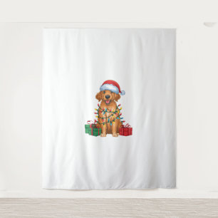 Tapete De Parede Xmas Lighting Santa Hat - Cachorro Revestido Plana