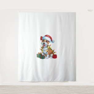 Tapete De Parede Xmas Lighting Santa Hat Cardigan Welsh Corgi Cog C