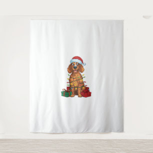 Tapete De Parede Xmas Lighting Santa Hat English Setter Dog Christm