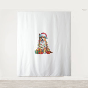 Tapete De Parede Xmas Lighting Santa Hat English Shepherd Dog Chris