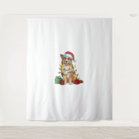 Xmas Lighting Santa Hat English Shepherd Dog Chris