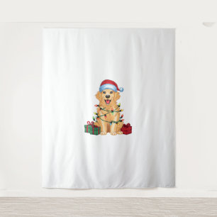 Tapete De Parede Xmas Lighting Santa Hat Ouro Retriever Dog Chris