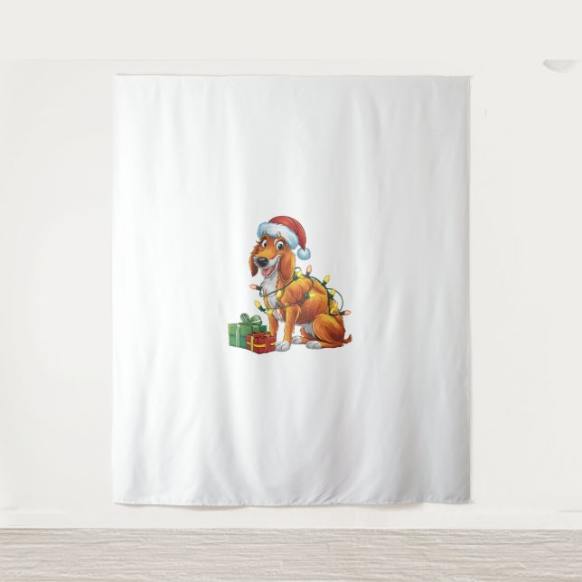 Tapete De Parede Xmas Lighting Santa Hat Scottish Deerhound Dog Chr (Frente)