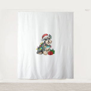Tapete De Parede Xmas Lighting Santa Hat Standard Schnauzer Cr