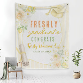 Tapete De Parede Yellow Lemons and Flowers Graduation Tapestry