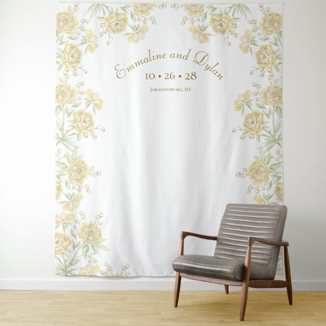 Tapete De Parede Yellow Rose Wedding Photo Backdrop (In Situ)
