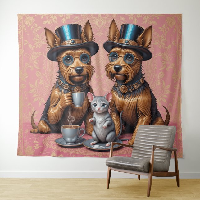 Tapete De Parede Yerkish Terriers Tea Time (In Situ (Horizontal))