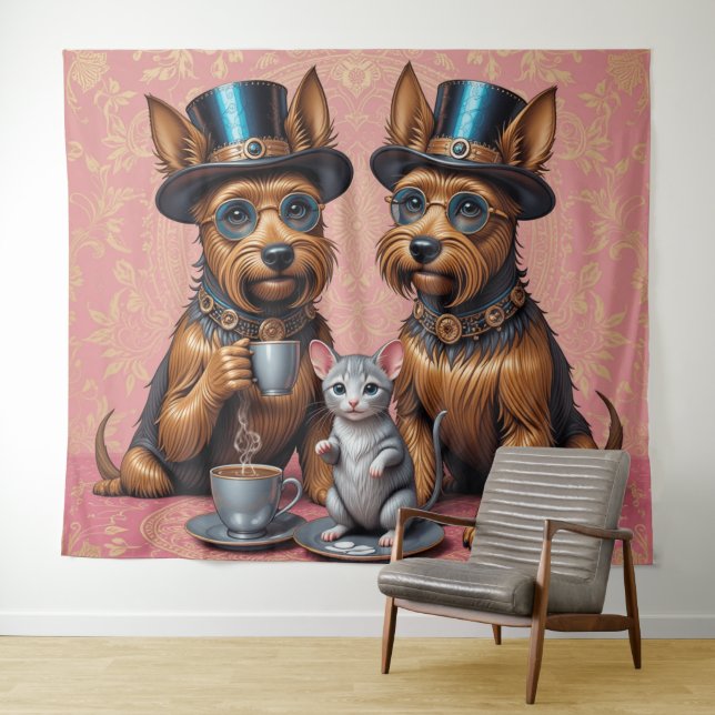 Tapete De Parede Yerkish Terriers Tea Time (In Situ (Horizontal))