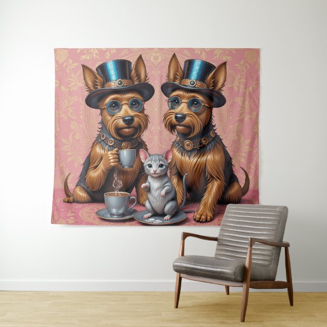Tapete De Parede Yerkish Terriers Tea Time (In Situ (Horizontal))