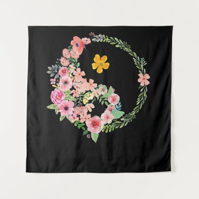 Tapete De Parede Yin Yang Floral (Frente)