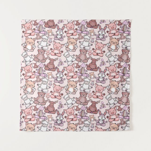 Tapete De Parede Yoga poses pattern | Yoga seamless pattern 48 (Frente)
