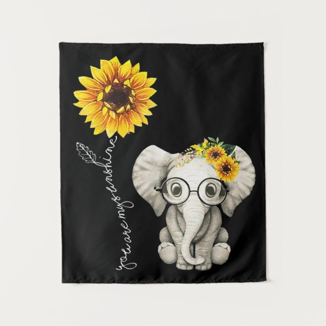 Tapete De Parede You Are My Sunshine Hippie Sunflower Elephant (Frente)