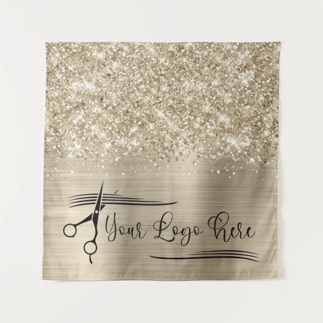 Tapete De Parede Your Logo Glittery Pale Gold Glam (Frente)