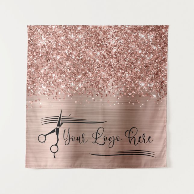Tapete De Parede Your Logo Glittery Rose Gold Glam (Frente)