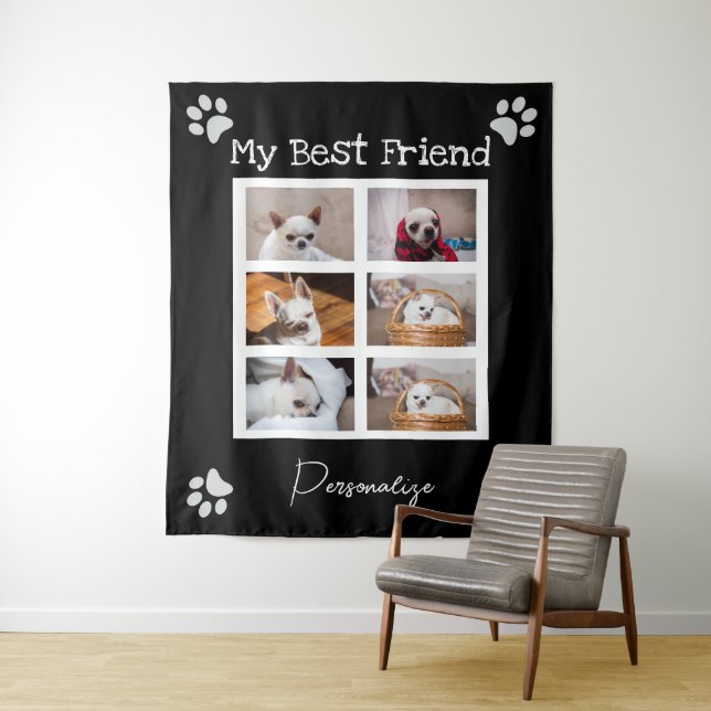 Tapete De Parede Your pet dog custom photo collage best friend name (In Situ)