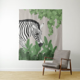 Tapete De Parede Zebra amongst Leaves Tapestry