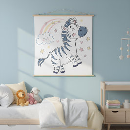 Tapete De Parede Zebra de Desenho Animado Adorável com Arco-íris e 
