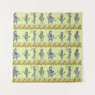 Tapete De Parede Zebras e Frutas sem costura