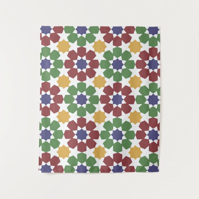 Tapete De Parede zellignar padrão de arte cerâmica marroquina tradi (Frente)