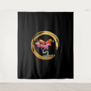 Tapete De Parede Zen Bonsai Tree Japonês Circle Enso Art Asiático