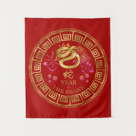 Tapete De Parede Zodiac Cobra vermelho/Dourado ID542 chinês