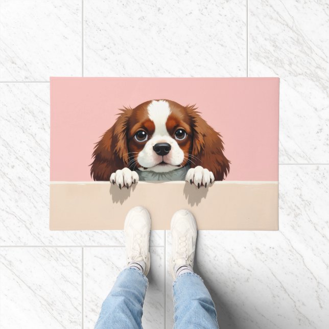 Tapete de Porta com Arte de Cavalier King Charles  (Interior)