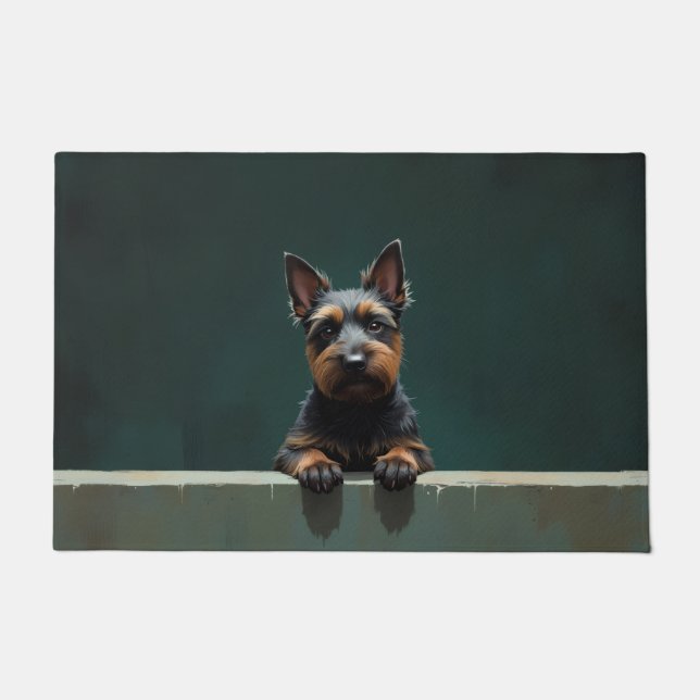 Tapete de Porta com Arte de Terrier Escocês (Frente)