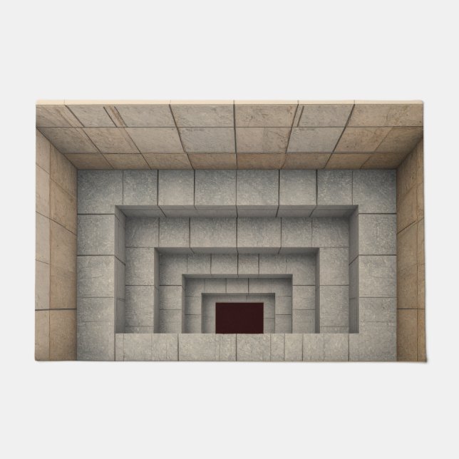 Tapete de Porta com Ilusão 3D de Pedra com Buraco (Frente)