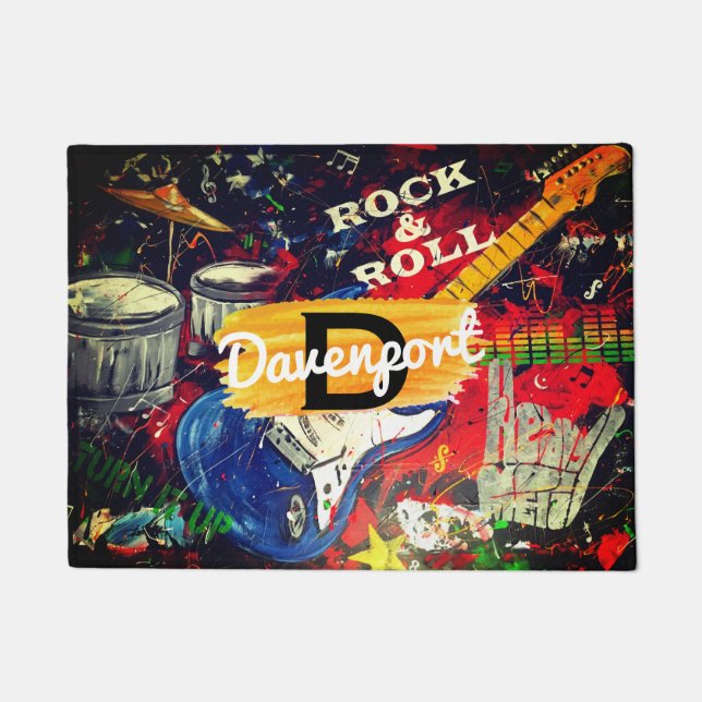 Tapete de Porta Monograma Rock & Roll (Frente)