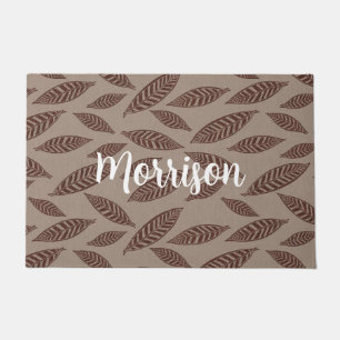 Tapete de Porta Personalizado Elegante com Folhas