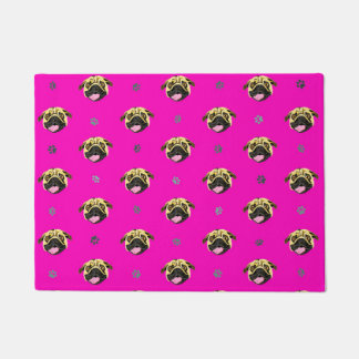 Tapete de Porta Pug Rosa Choque