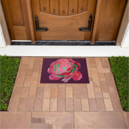 Tapete de Porta Rosa Suculenta Rosa Neon e Verde