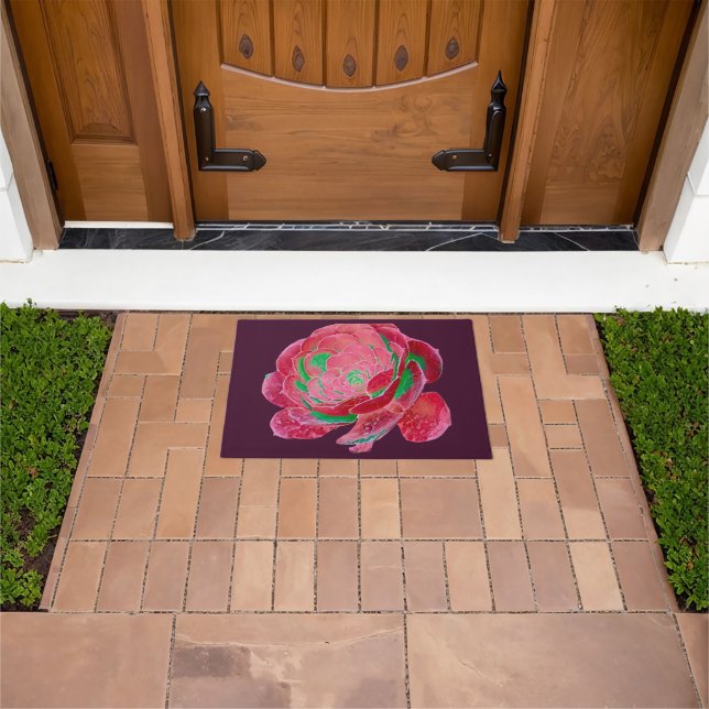Tapete de Porta Rosa Suculenta Rosa Neon e Verde (Ar livre)