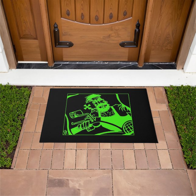 Tapete de porta verde e preto Biker Bro (Ar livre)