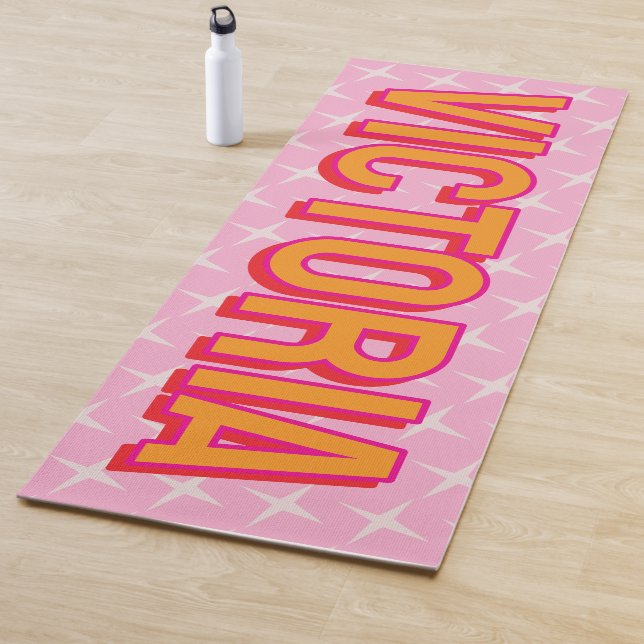 Tapete De Yoga 2D Retro Stars Pink Red Name Yoga Mat (In Situ)