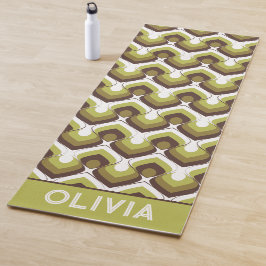 Tapete De Yoga 70s Bold Modern Retro Ogee Motif in Greens