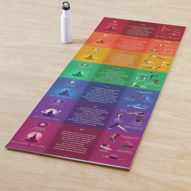 Tapete De Yoga 7 Chakra Yoga Poses & Affirmations Yoga Mat - 87 m (In Situ)