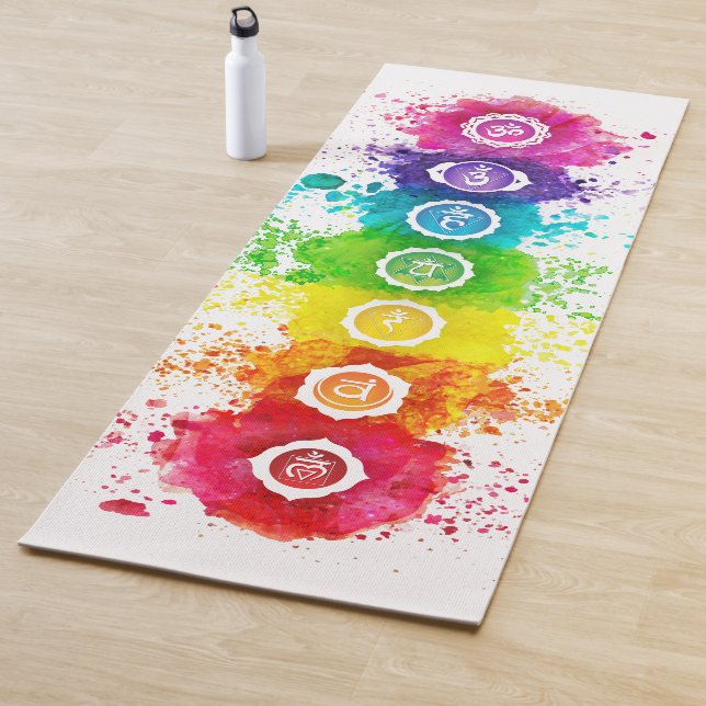 Tapete De Yoga 7 Chakras Watercolor Yoga Mat - wc01 (In Situ)