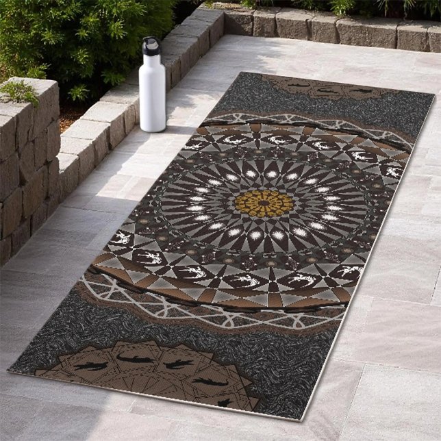 Tapete De Yoga A arte khaki crocodylus porosus mandala (Criador carregado)