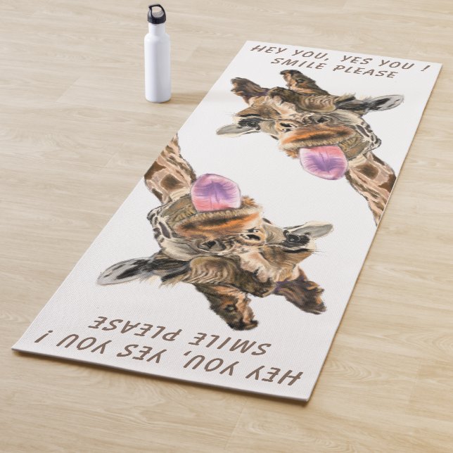 Tapete De Yoga A Língua da Girafa Fora do Yoga Mat é divertida (In Situ)