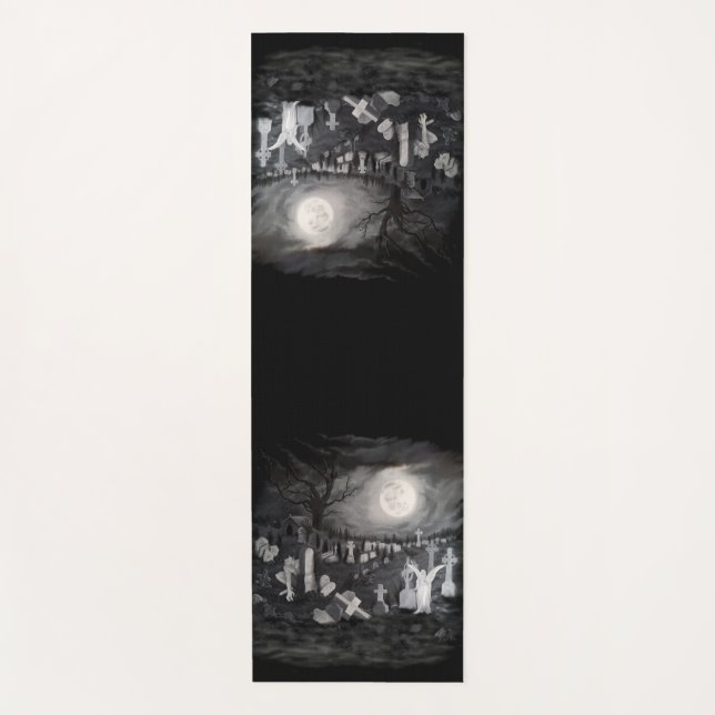 Tapete De Yoga À noite no cemitério - Anjo com o Diabo (Frente)