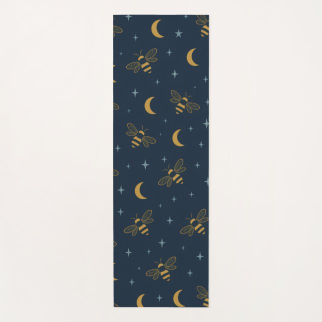 Tapete de Yoga Abelha Celestial – Padrão Lua e Est (Frente)