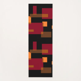 Tapete De Yoga Abstração Geométrica Laranja Vermelho Preto