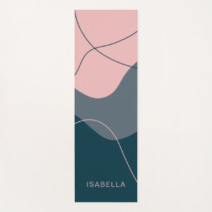 Tapete De Yoga Abstrato cor-de-rosa personalizada azul