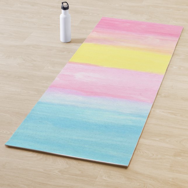 Tapete De Yoga Abstrato de Aquarela do Horizonte Sunset (In Situ)