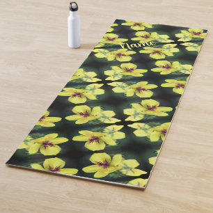 Tapete De Yoga Abstrato de flor selvagem amarela personalizada