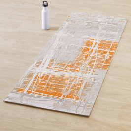 Tapete De Yoga Abstrato de laranja cinza branca