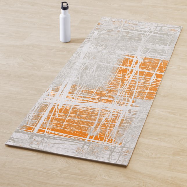 Tapete De Yoga Abstrato de laranja cinza branca (In Situ)